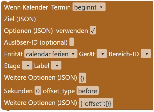 Kalendertermin beginnt/endet
