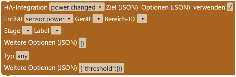 HA-Integration Ziel Optionen verwenden
