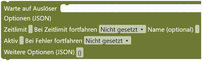Warte auf Auslöser Optionen