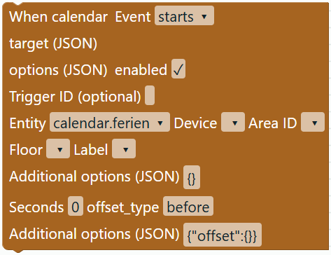 Calendar event starts/ends