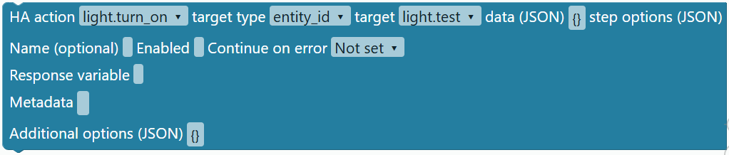 HA action target type target data step options