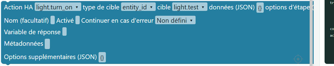 Action HA type de cible cible données options d’étape