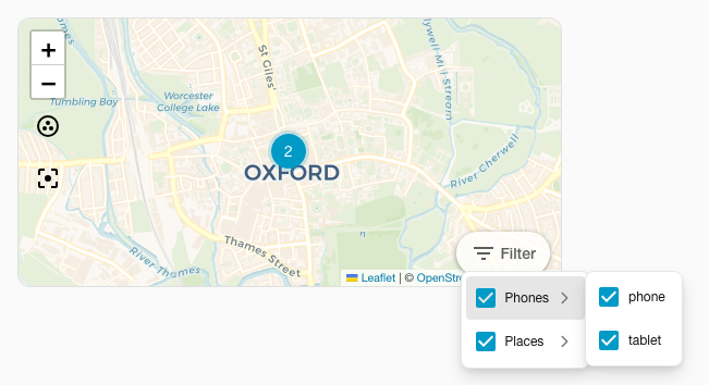 Exemple de groupes du filtre d'entités du spark Map