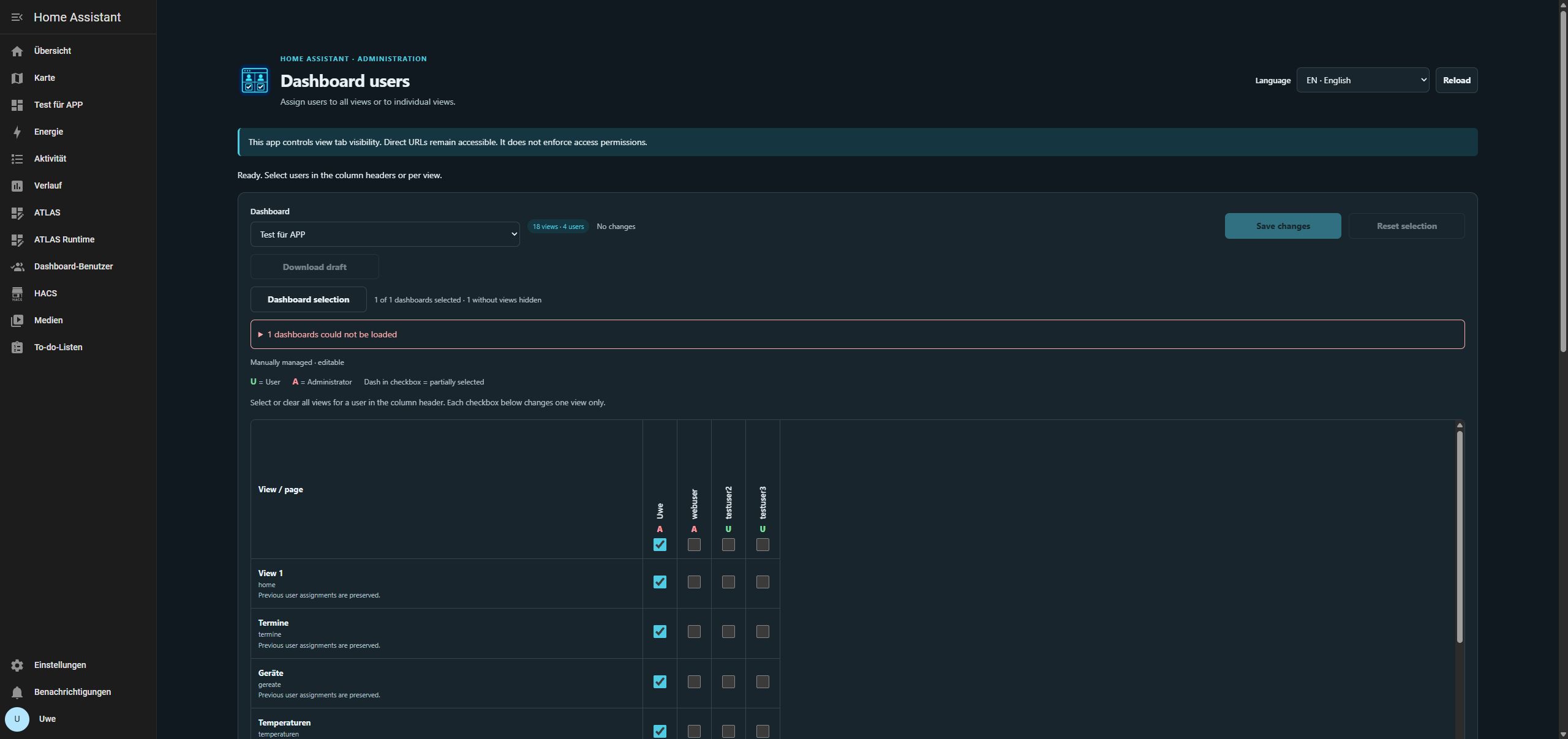 Stable Dashboard User Manager 0.1.10 after restoration on .177