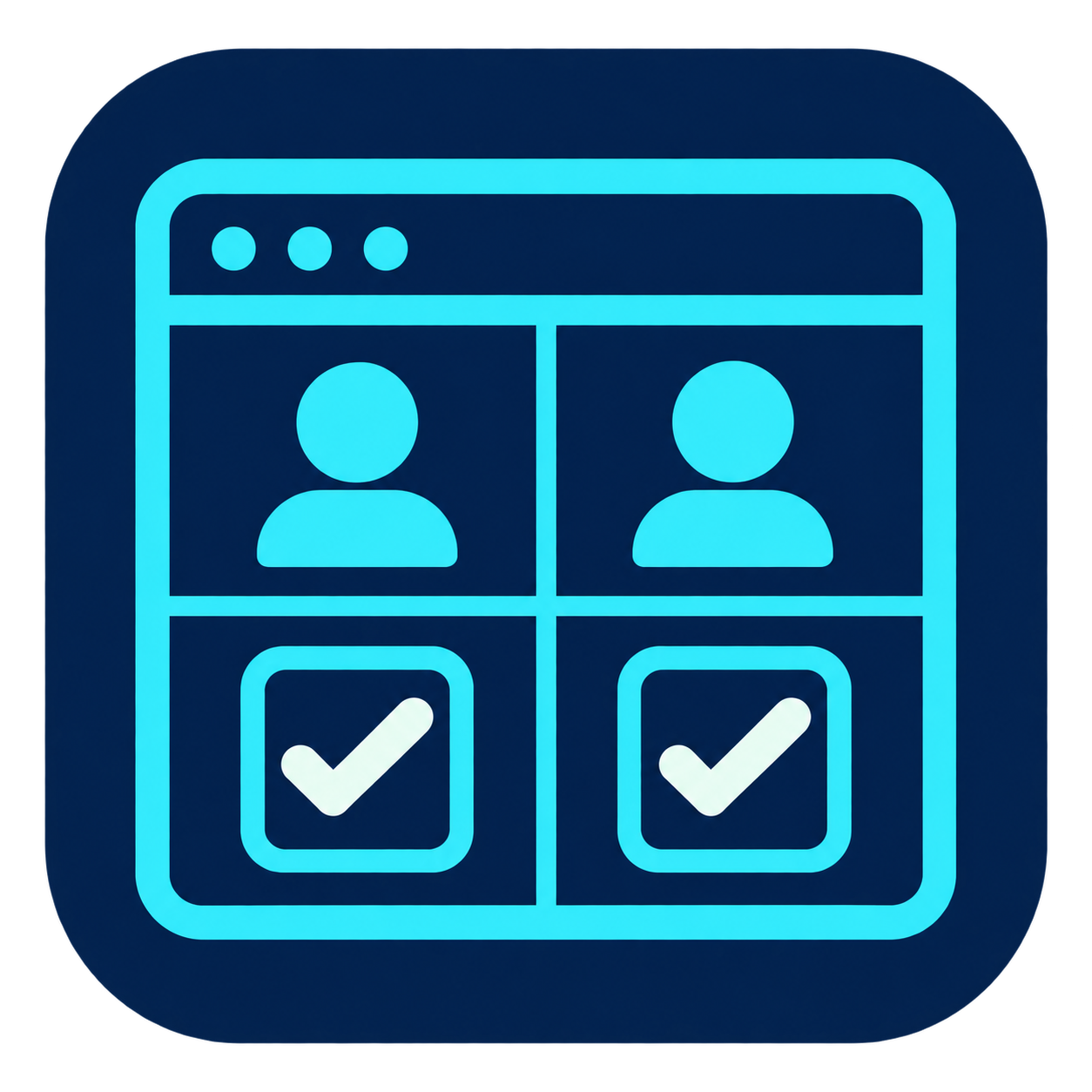 App-Icon mit Dashboard-Matrix, Benutzern und Häkchen