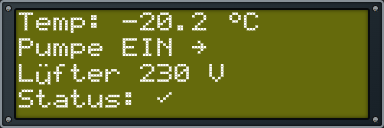 LCD mit gelbem Hintergrund und weißer Punktmatrix-Schrift