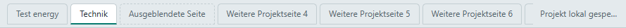 Projektseiten als Tabs über der Editorfläche