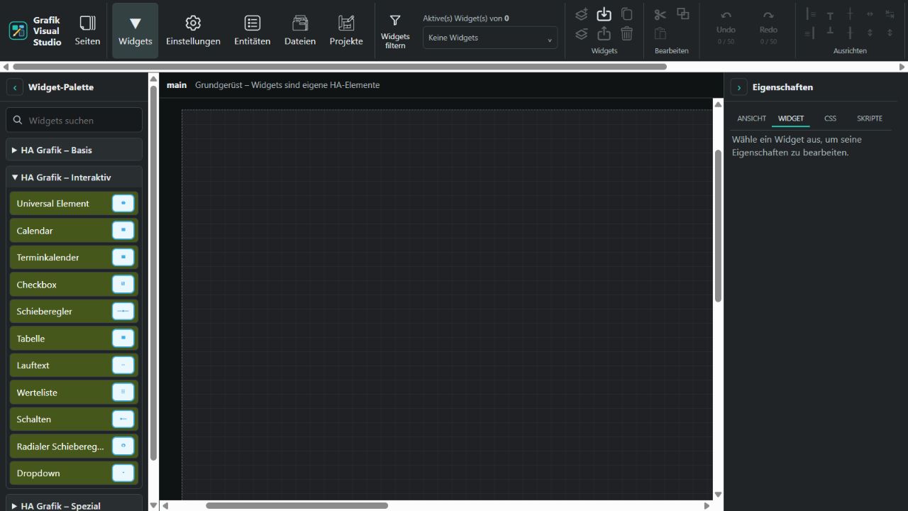 Flachere Auswahlboxen der Widget-Palette