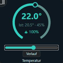 Temperaturregler nach einer Sollwertänderung; Beschriftung bleibt sichtbar